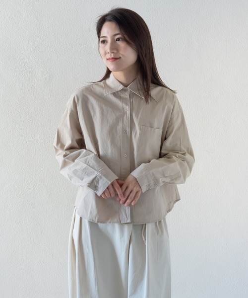 本格派ま！ LOSUCA ブラウス シャツ コットンツイルショート丈ブラウス トップス