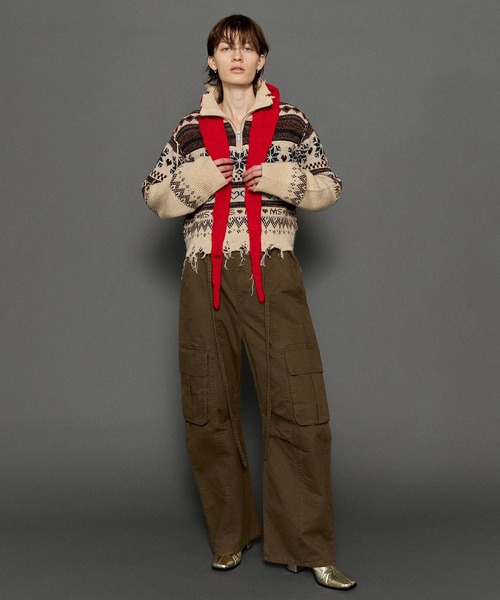 MAISON SPECIAL ニット セーター Nordic Pattern Half Zip Knit