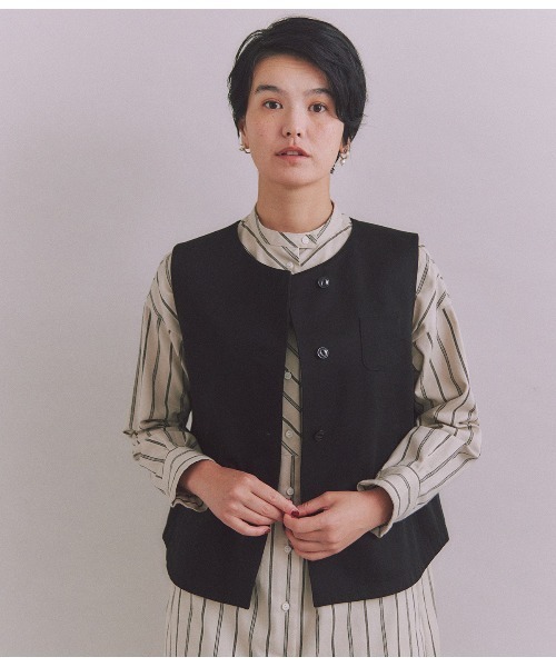 ベスト ジレ Supima Cotton Chino アシンメトリーベスト レディース