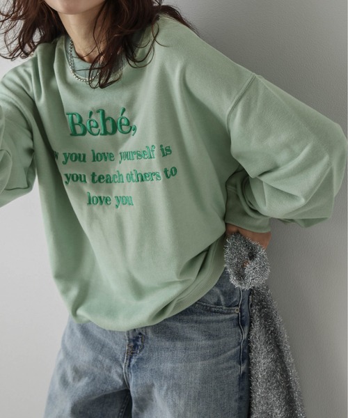 トレーナー スウェット 刺繍ロゴスウェット レディース