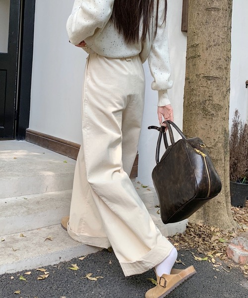 LYEON（リヨン） パンツ コーデュロイタックワイドパンツ レディース