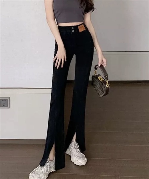 スリット入り フレアパンツ 美脚 綺麗め ハイウエスト 着回し 楽天市場】フレアパンツ レディース スリットパンツ ハイ