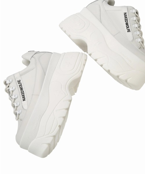 水 Naked Wolfe ホワイトプラットフォームスニーカー NakedWolfe/ネイキッドウルフ/Sporty（スニーカー）｜NakedWolfe