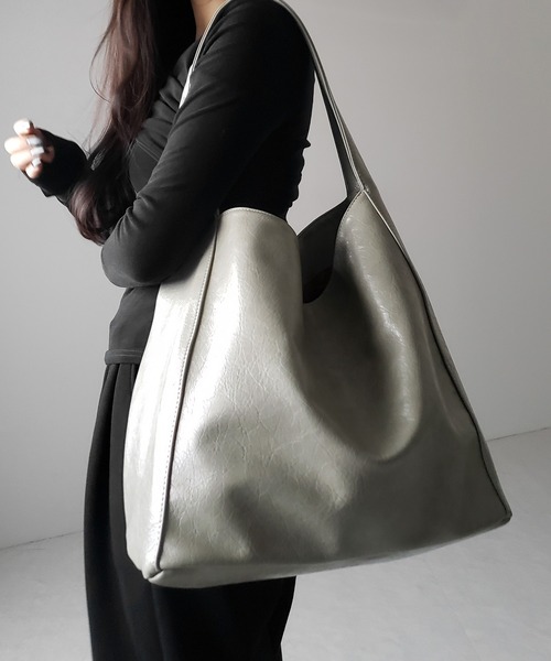 アーカイブ　unknown　シボ革　レザー　ワンショルダーバッグ　マルチジップ 2color ／ 大容量 】フェイクシボレザーワンハンドルショルダー