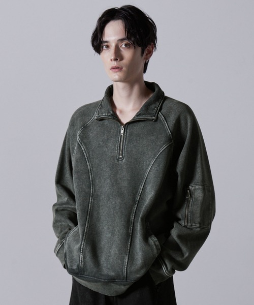 【CLEL】ヘビーウェイトヴィンテージデザイン半袖ハーフジップTシャツ2枚セット CLEL tシャツ 「CLEL」Vintage Design Short Sleeve Half Zip T