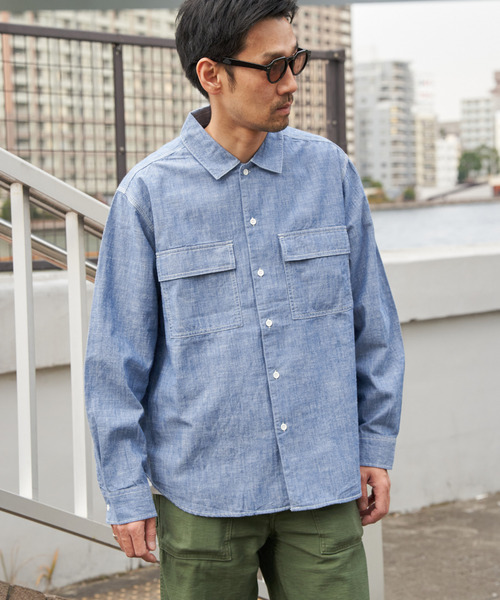 VENCE EXCHANGE シャツ シャンブレーオーバーシャツ メンズ : ZOZOTOWN