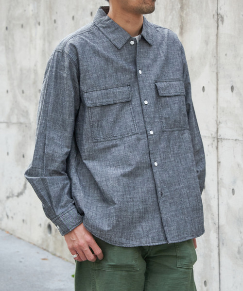 VENCE EXCHANGE シャツ シャンブレーオーバーシャツ メンズ : ZOZOTOWN