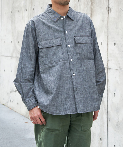 VENCE EXCHANGE シャツ シャンブレーオーバーシャツ メンズ : ZOZOTOWN
