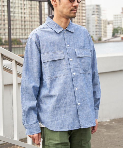 VENCE EXCHANGE シャツ シャンブレーオーバーシャツ メンズ : ZOZOTOWN 