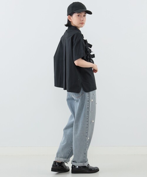 「CAROLINA GLASER」 半袖ブラウス「Ayaコラボ」 - ブラック レディース CAROLINA GLASER 「CAROLINA GLASER」 半袖ブラウス「Ayaコラボ