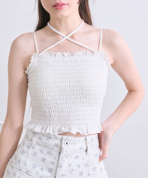 OLIVE des OLIVE（オリーブデオリーブ） キャミソール クロスリボン付