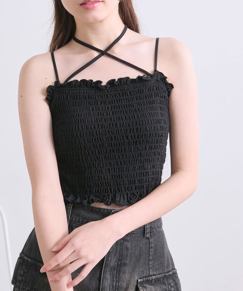 OLIVE des OLIVE（オリーブデオリーブ） キャミソール クロスリボン付