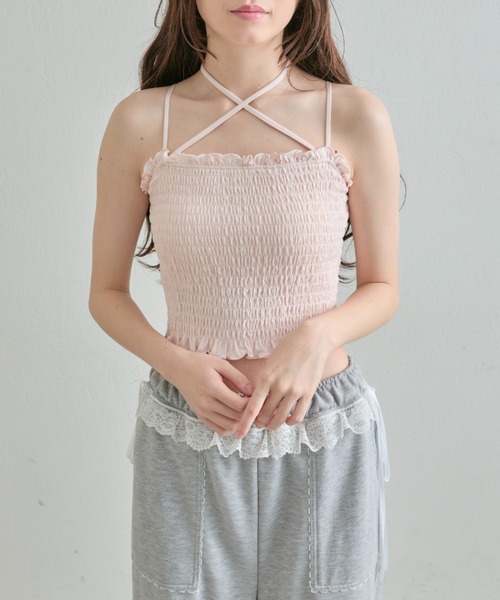 OLIVE des OLIVE（オリーブデオリーブ） キャミソール クロスリボン付