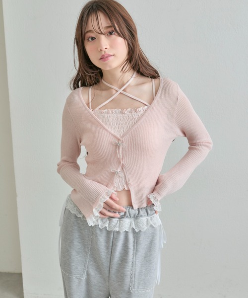 OLIVE des OLIVE（オリーブデオリーブ） キャミソール クロスリボン付