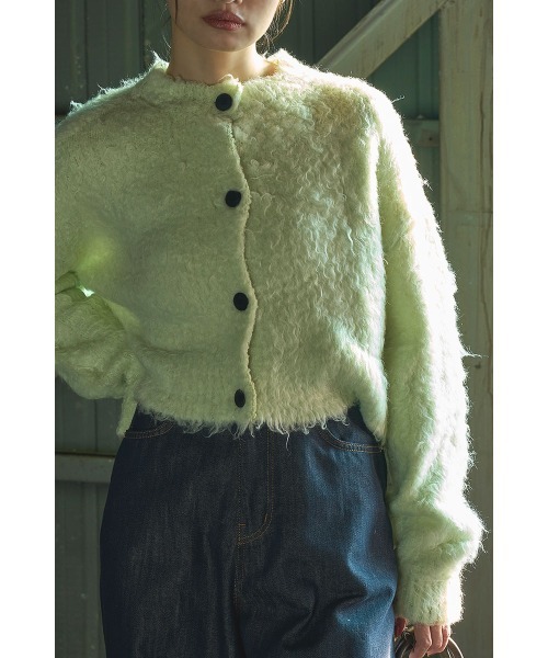 カーディガン BUTTON SHAGGY CARDIGAN レディース