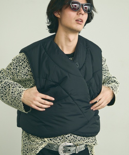 Shoowtime ダウンベスト ベスト Deformed cut design batting