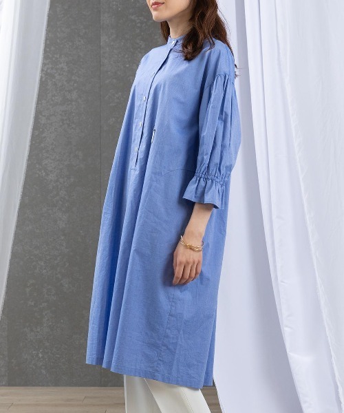 STUDIO PICONE ワンピース ビーズ刺繍バンドカラーワンピース