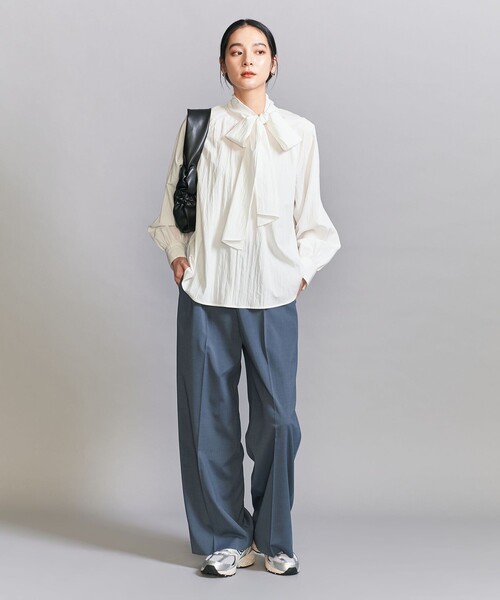 ブラウス シャツ 「WEB限定 Wardrobe DAILY MINIMAL」リボンタイブラウス -2WAY/ウォッシャブル- レディース