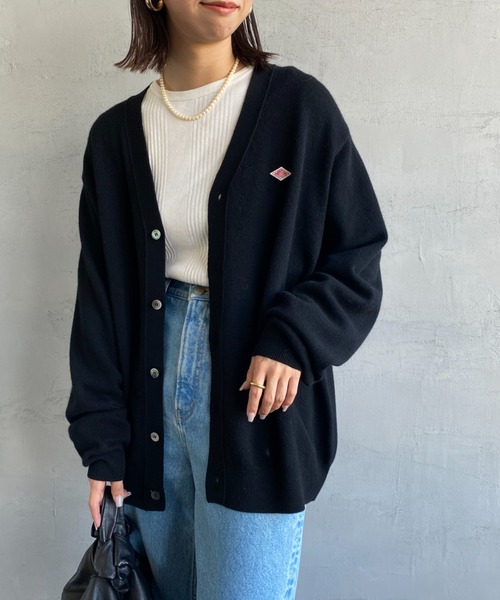 DANTON ブラックカーディガン Danton（ダントン） ニットカーディガン 42 ブラック レディース