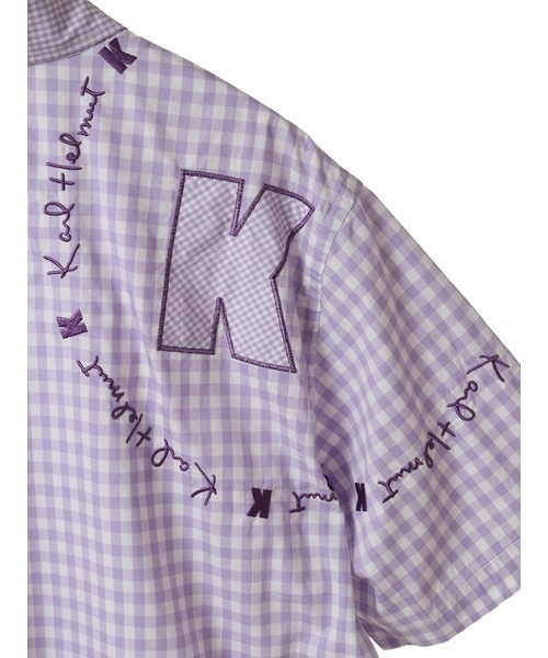 Karl Helmut シャツ ロゴ刺繍ギンガムチェックシャツブラウス