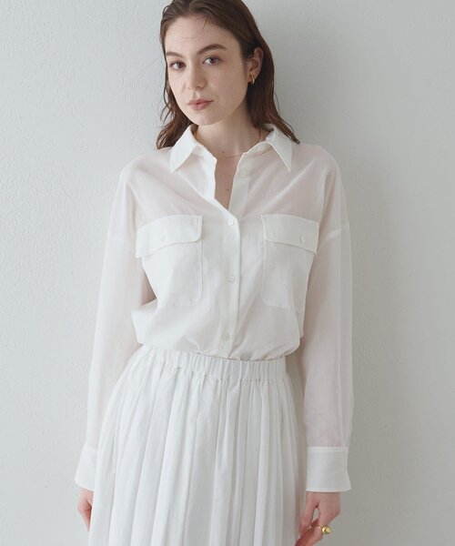 【美品】Drawing Numbersコットンシースルーブラウス Drawing Numbers ブラウス シャツ 「Drawing Numbers」コットン