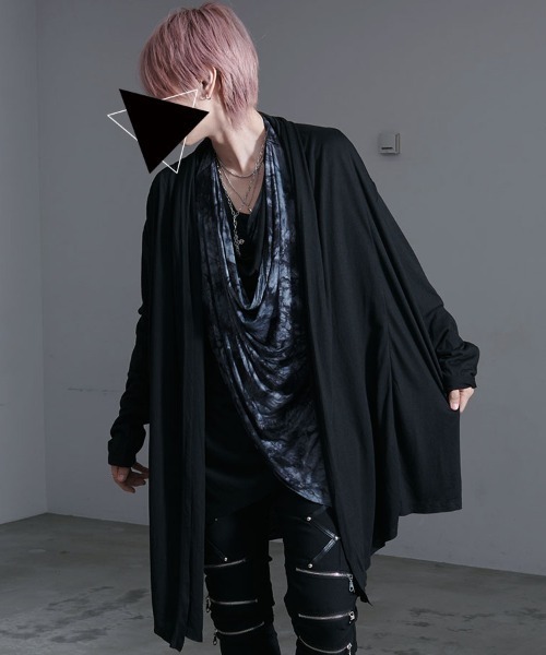 バーニングショー　ドレープレイヤードロングカーディガン　ブラック クーポン】【セール10%OFF】バーニングショー Bernings Sho