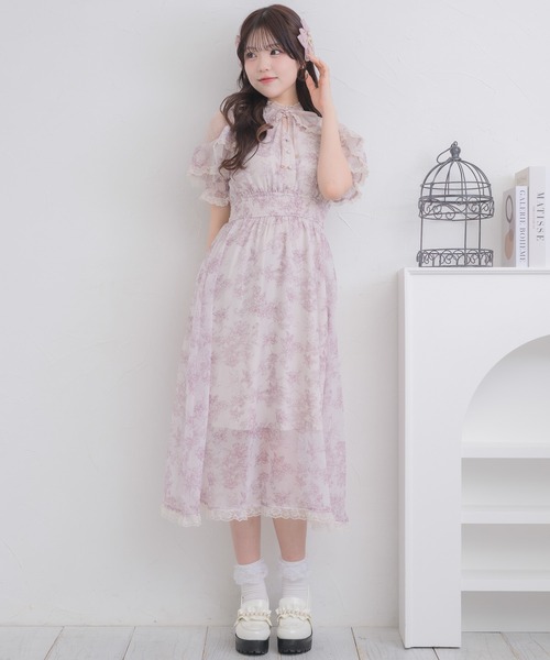 ROJITA 花柄半袖ミニワンピース アイボリー 花柄半袖ミニワンピース | Rlab store