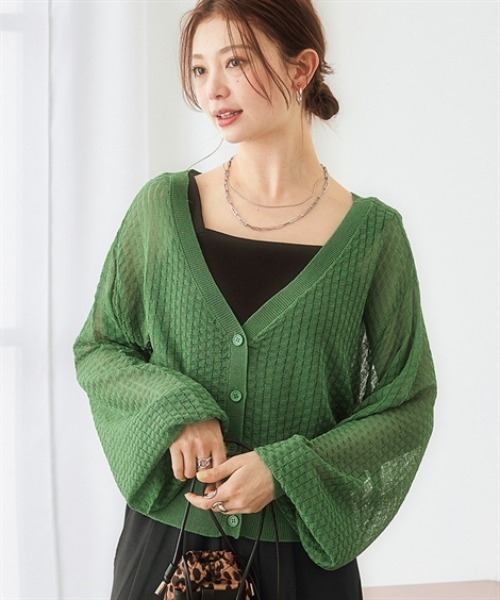 ニット セーター レディース 透かし編み カーディガン Otona Purete LL/3L ニッセン nissen 透かし編みニットカーディガン＜大きいサイズ有＞【Otona Purete