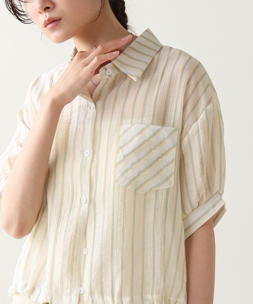 BAB ブラウス シャツ ストライプドロストシャツ レディース