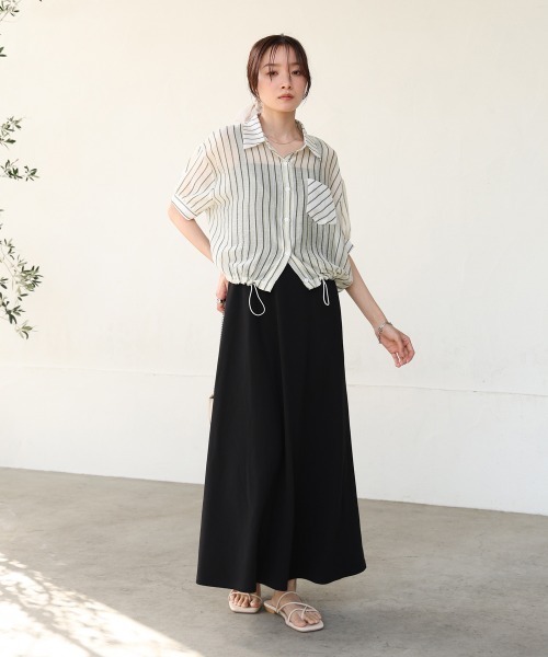 BAB ブラウス シャツ ストライプドロストシャツ レディース