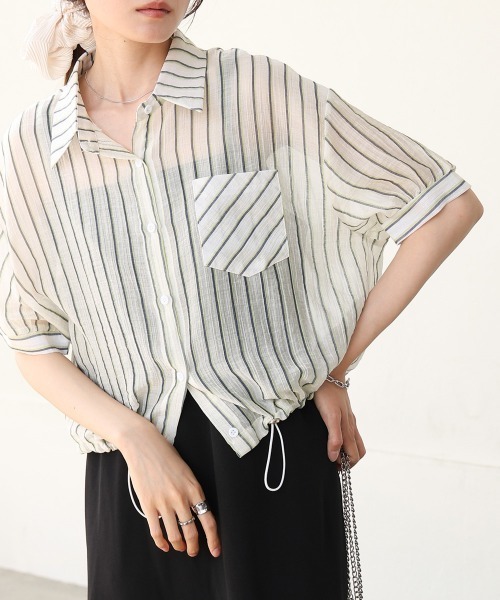 ブラウス シャツ ストライプドロストバンドカラーシャツ レディース JOURNAL STANDARD relume ブラウス シャツ 「追加」ストライプ