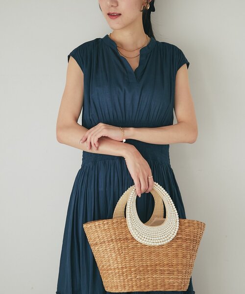 夏★シャーリングワンピース★夏休み★ 美品】WCJ ☆ドローストリングシャーリングワンピース 黒
