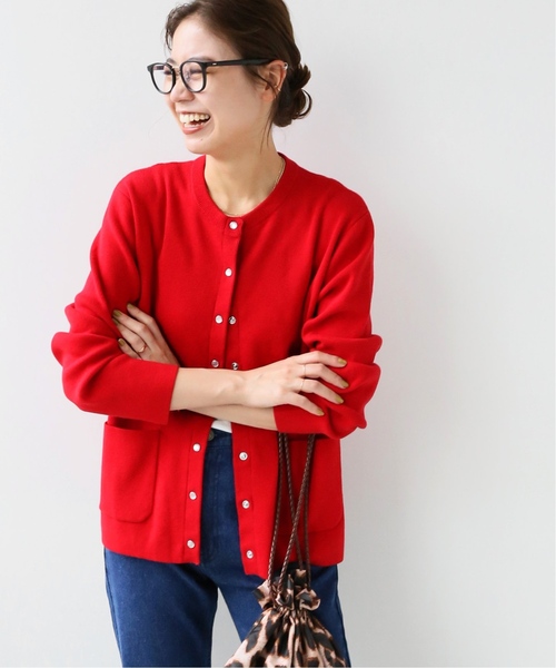 「JOURNAL STANDARD relume」 ニットカーディガン FREE レッド レディース