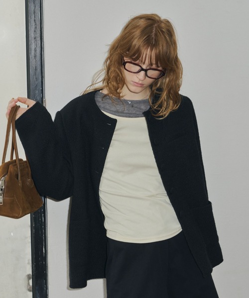 GIUNON ツイードジャケット FREE ブラック レディース : ZOZOTOWN