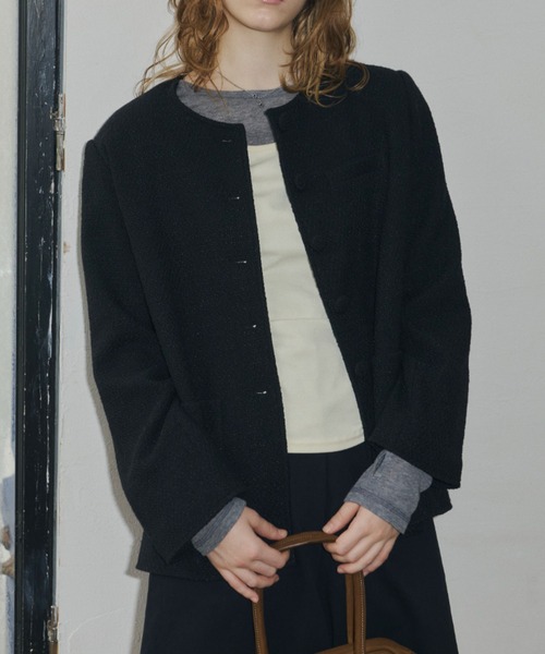 GIUNON ツイードジャケット FREE ブラック レディース : ZOZOTOWN