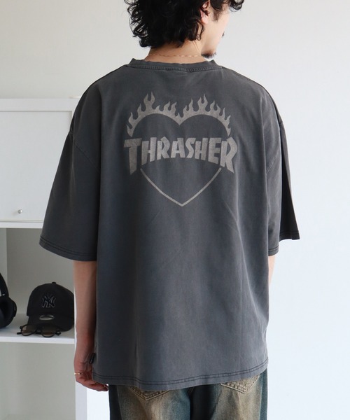 Thrasher スラッシャー Tシャツ オールドスケート ヴィンテージ 80s THRASHER Print S/S Tee 青 M スラッシャー 半袖 Tシャツ