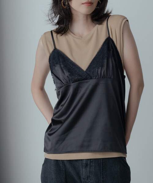tシャツ キャミセットカットソー レディース
