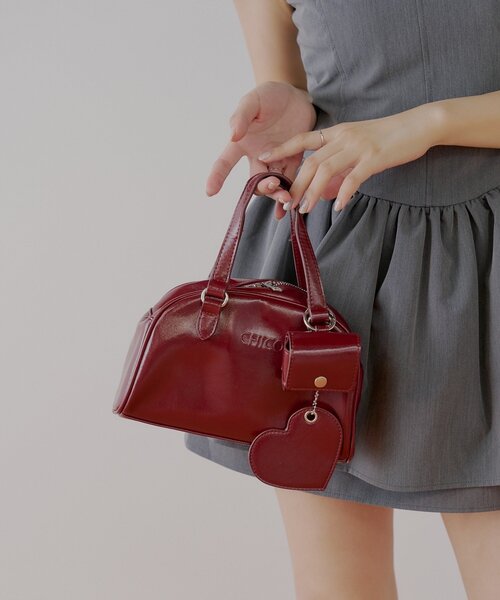 期間限定価格 chiiiibag 美品 ボストン レッド Chico ボストンバッグ 「REVIVAL/WEB限定」チャーム付ミニ