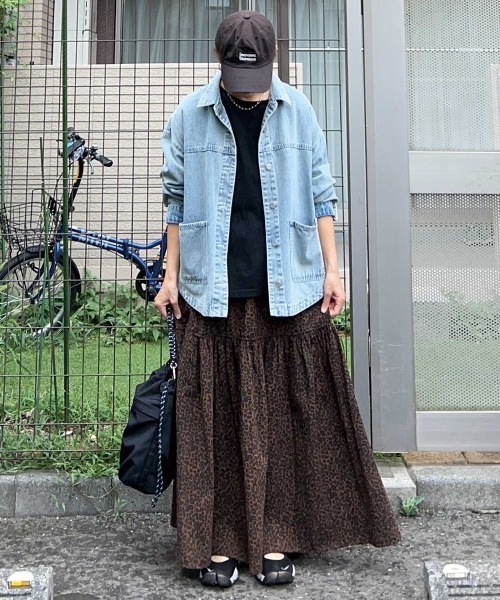 ロング スカート 「CORNERS by KR」レオパードティアードスカート