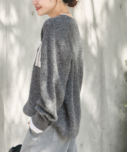 美品 23区 アルパカ プルオーバー ニット 大きいサイズ グレー 46 4L アルパカMIX ロゴプルオーバー（ニット／セーター）｜JOURNAL STANDARD