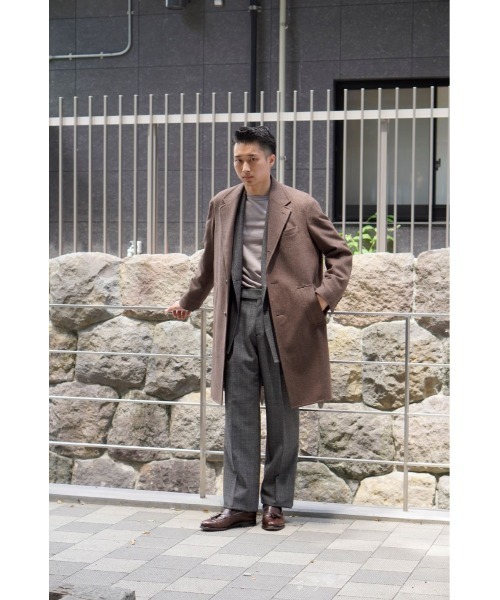 グービ ウールカシミヤソフトツイードシングルチェスターコート サイズ1 新品 チェスターコート コート GOOVI シングルチェスターコート ウール