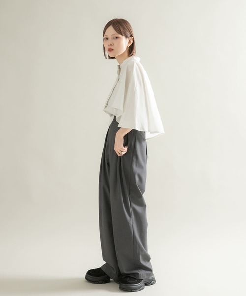 「KBF」 半袖チュニック ONE チャコールグレー レディース_画像7