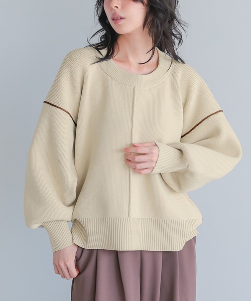 itto ニット セーター ダンボールニット配色コクーントップス