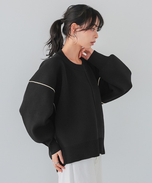 itto ニット セーター ダンボールニット配色コクーントップス