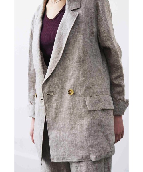 「MEDE19F」 テーラードジャケット 3L ベージュ レディース_画像2