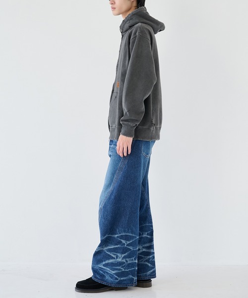 JieDa（ジエダ） パーカー 「JieDa」DAMAGE PATCH ZIP HOODIE メンズ