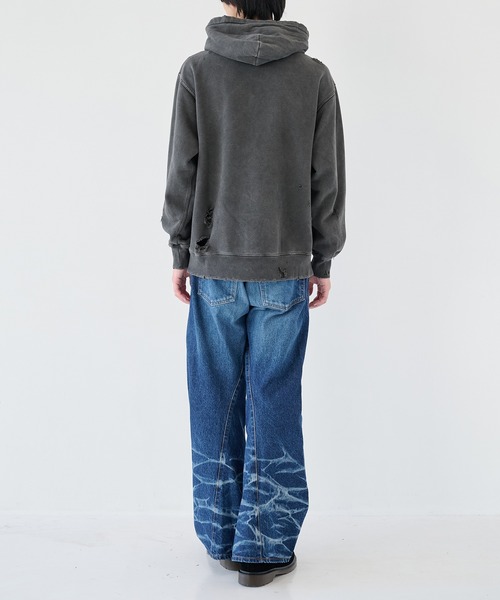 JieDa（ジエダ） パーカー 「JieDa」DAMAGE PATCH ZIP HOODIE メンズ