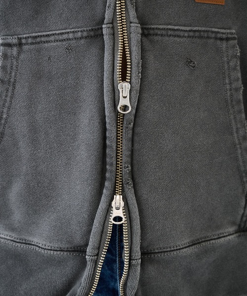 JieDa（ジエダ） パーカー 「JieDa」DAMAGE PATCH ZIP HOODIE メンズ