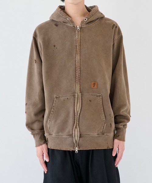 JieDa DAMAGE SWEAT HOODIE ダメージ加工 パーカー JieDa（ジエダ） パーカー DAMAGE PULLOVER HOODIE メンズ レディース