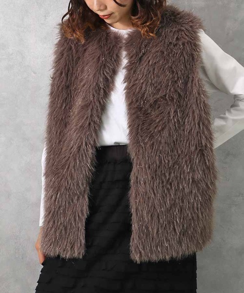 Bleu Bleuet（ブルーブルーエ） ベスト ジレ ラメファーベスト